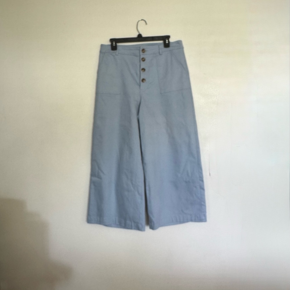 Blue Rain Baby Blue High Waisted Palazzo Cotton Denim Pants Sz L